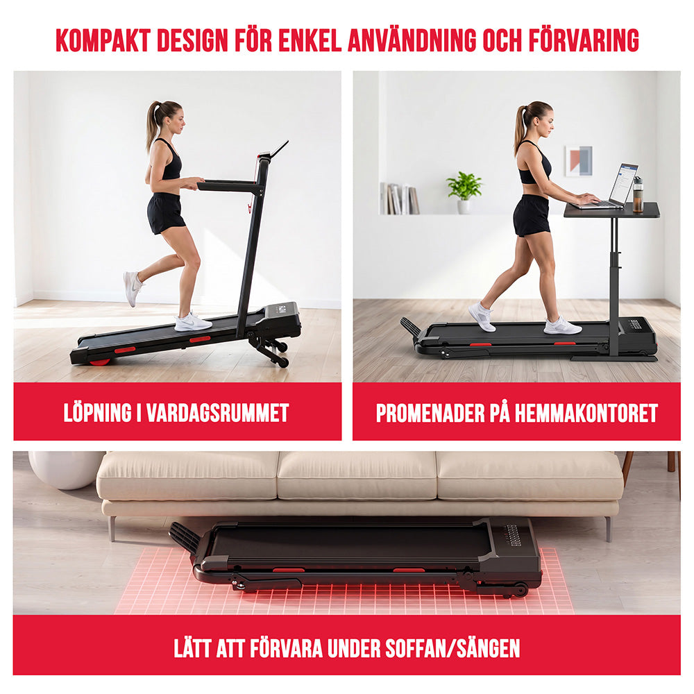 Löpband Y5 med Borstlös Motor, Hastighet 1-10KM/H, 0%-15% Automatisk Lutning