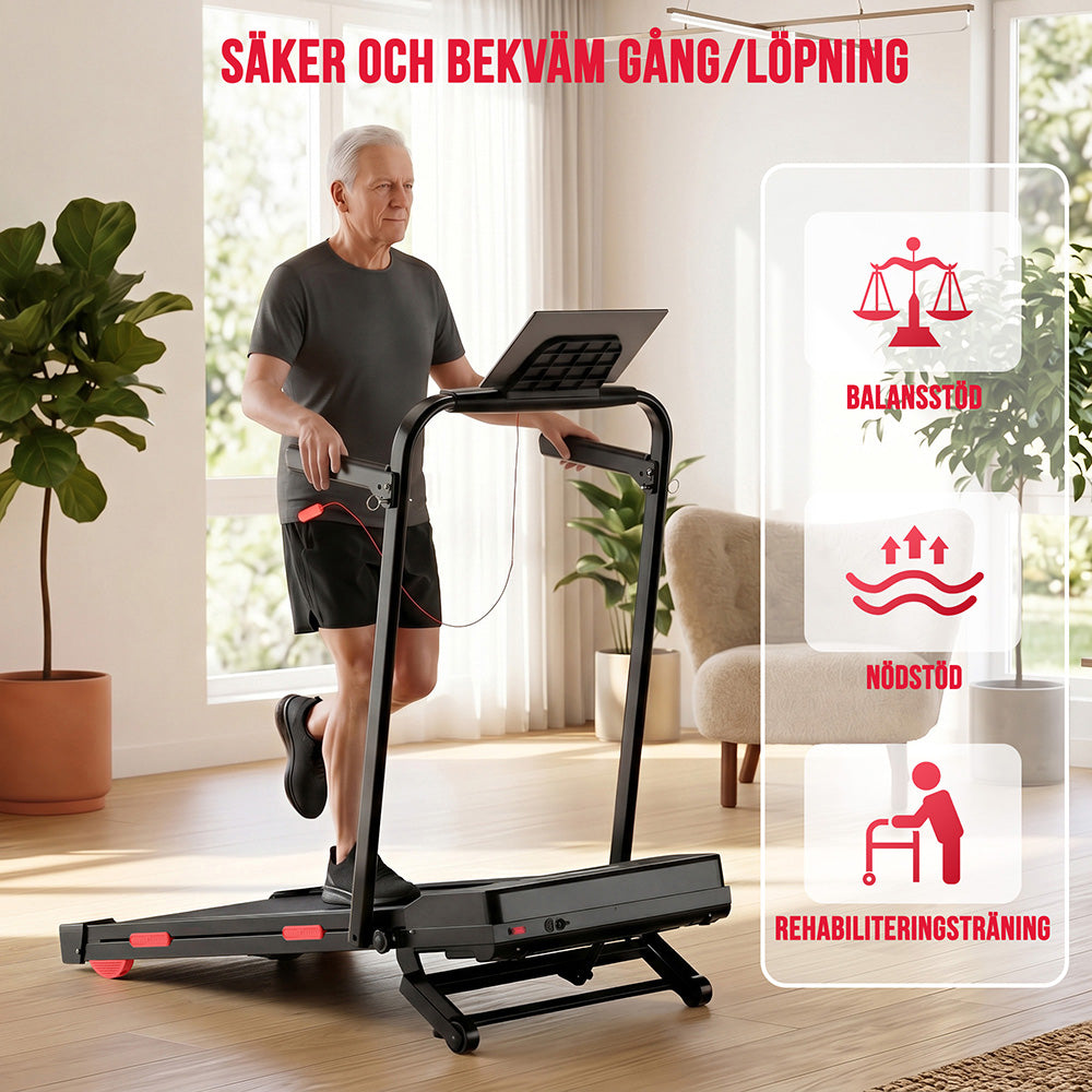 Löpband Y5 med Borstlös Motor, Hastighet 1-10KM/H, 0%-15% Automatisk Lutning
