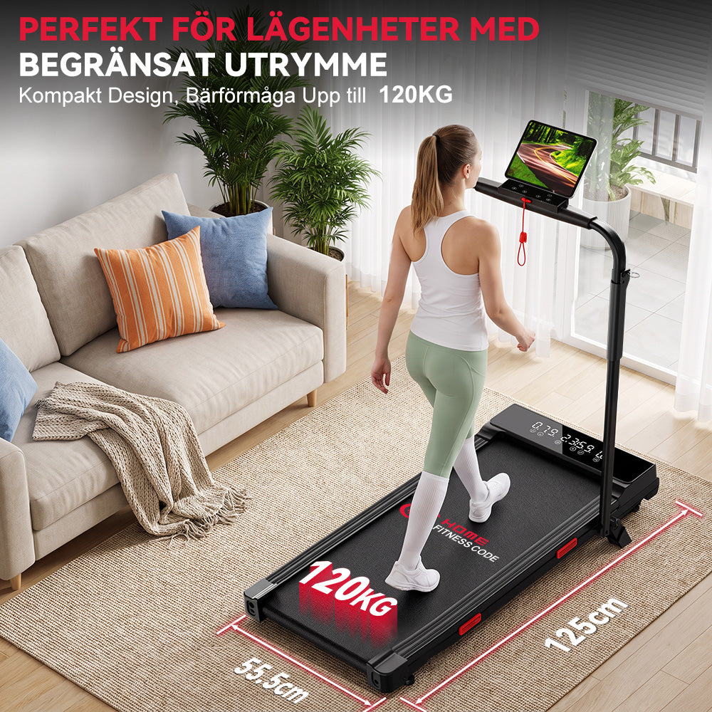 Fällbart Löpband Q2 Pro med Borstlös Motor, Hastighet 1–10 km/h, 5 % Manuell Lutning (Ny Version)