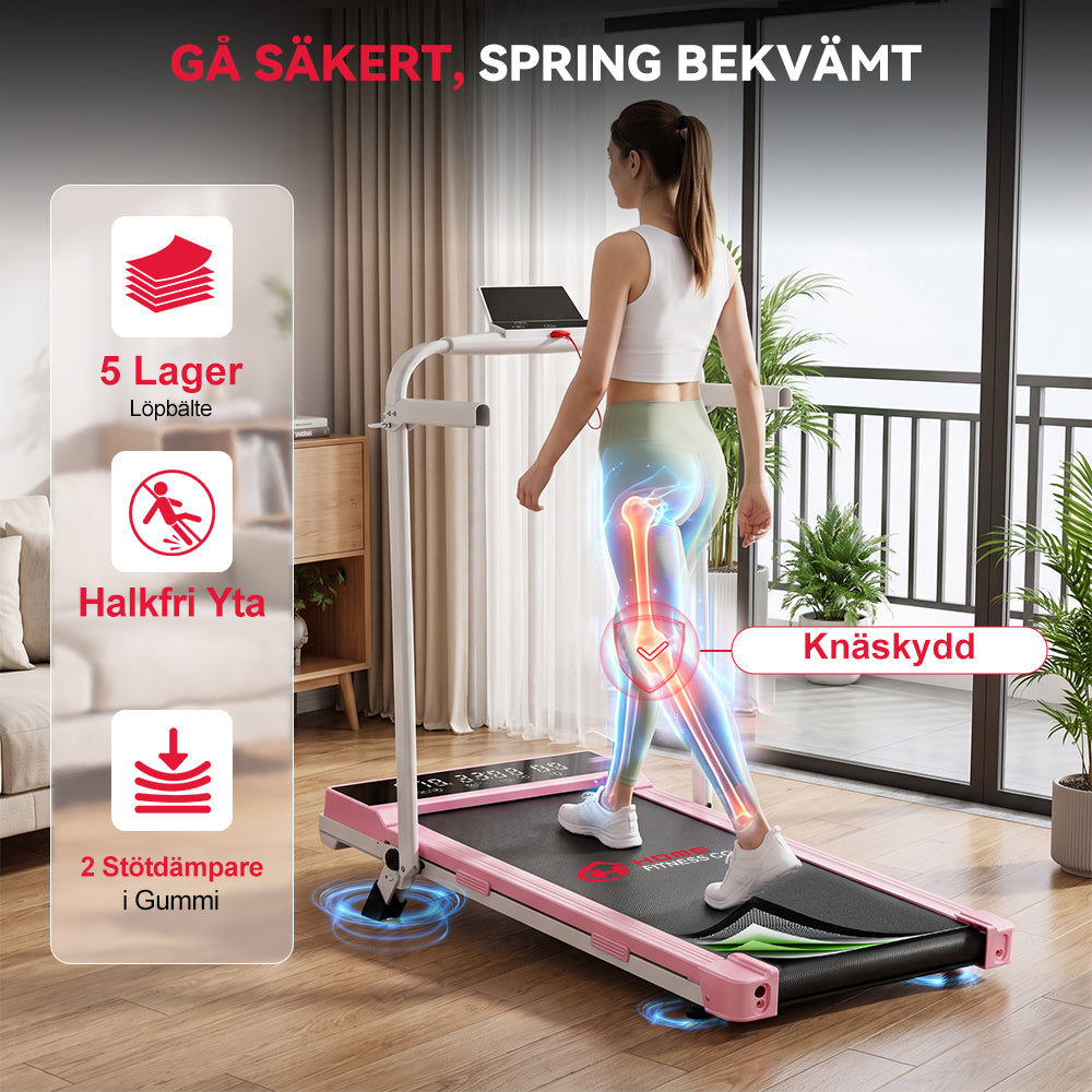 Fällbart Löpband Q2 Pro med Borstlös Motor, Hastighet 1–10 km/h, 5 % Manuell Lutning (Ny Version)