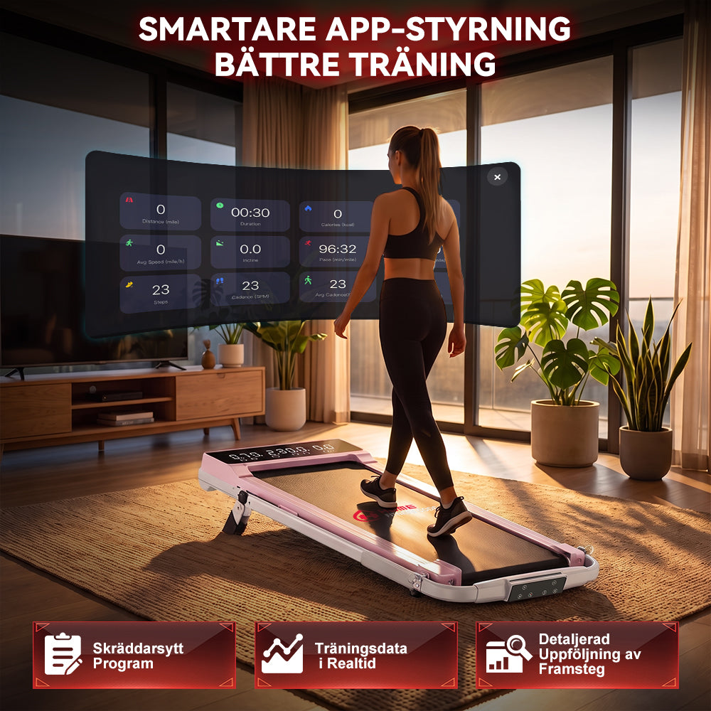 Fällbart Löpband Q2 Pro med Borstlös Motor, Hastighet 1–10 km/h, 5 % Manuell Lutning (Ny Version)