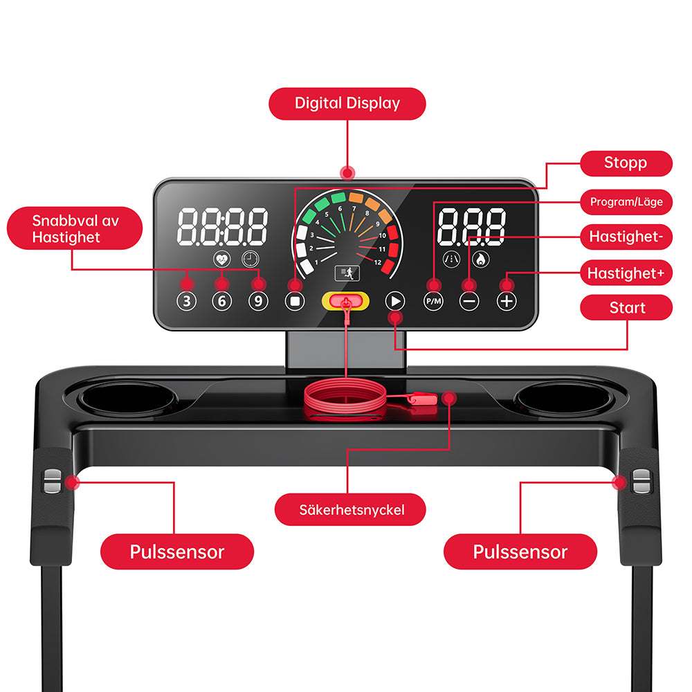 Fällbart Löpband Q8, Hastighet 1-12 KM/H, 5% Manuell Lutning