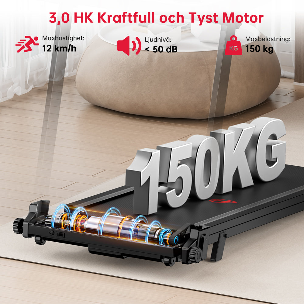 Fällbart Löpband Q8, Hastighet 1-12 KM/H, 5% Manuell Lutning