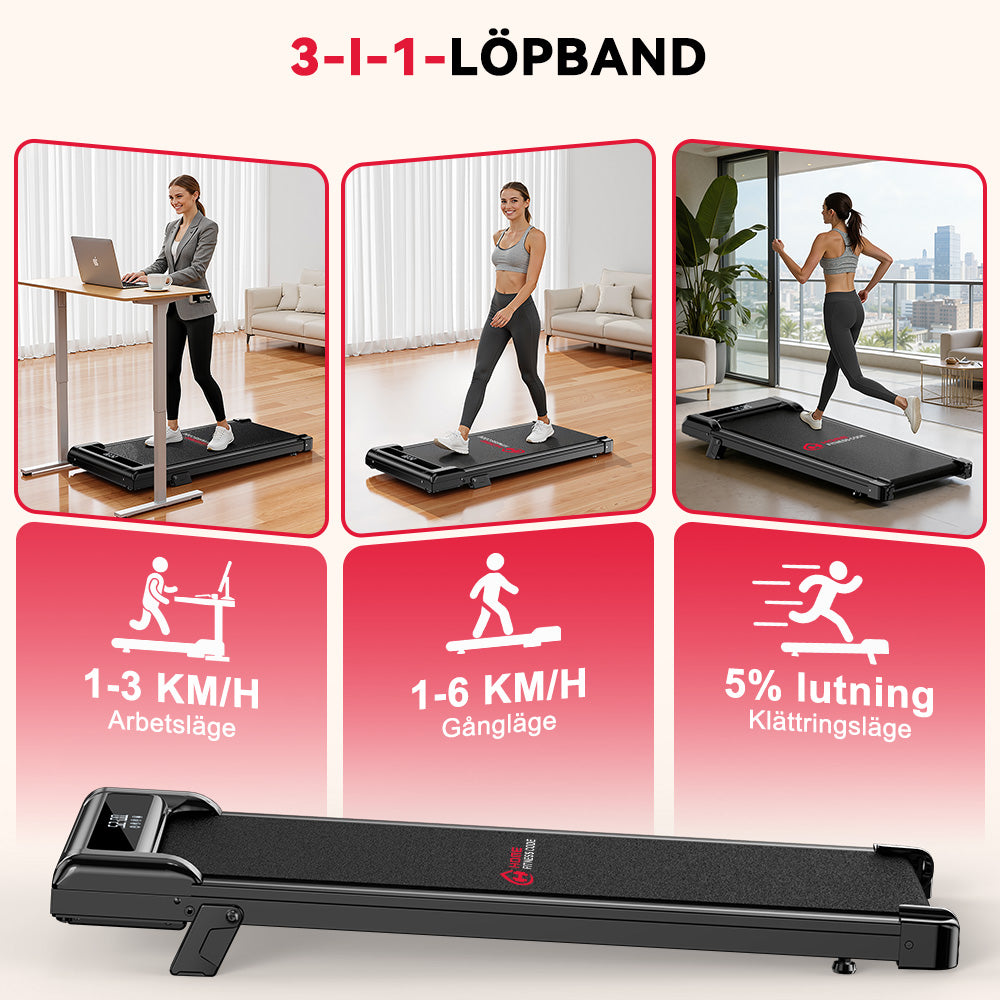Löpband Z3 med Borstlös Motor, Hastighet 1–6 km/h, 5 % Manuell Lutning