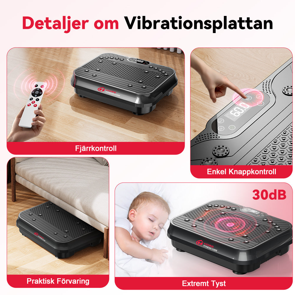 Fitness Vibrationsplatta F1, 250 Intensitetsnivåer