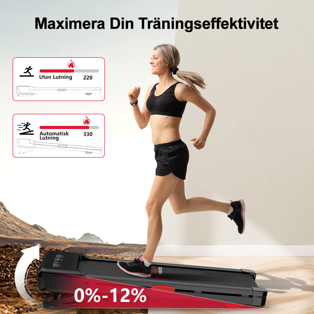 Löpband Y1 med 0-12 % Automatisk Lutning, Hastighet 1-10KM/H