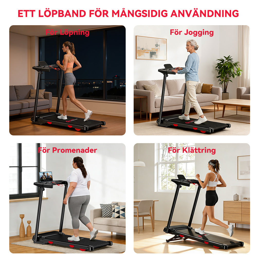Fällbart Löpband Q5 med Lutning, Borstlös Motor, Hastighet 1-12KM/H