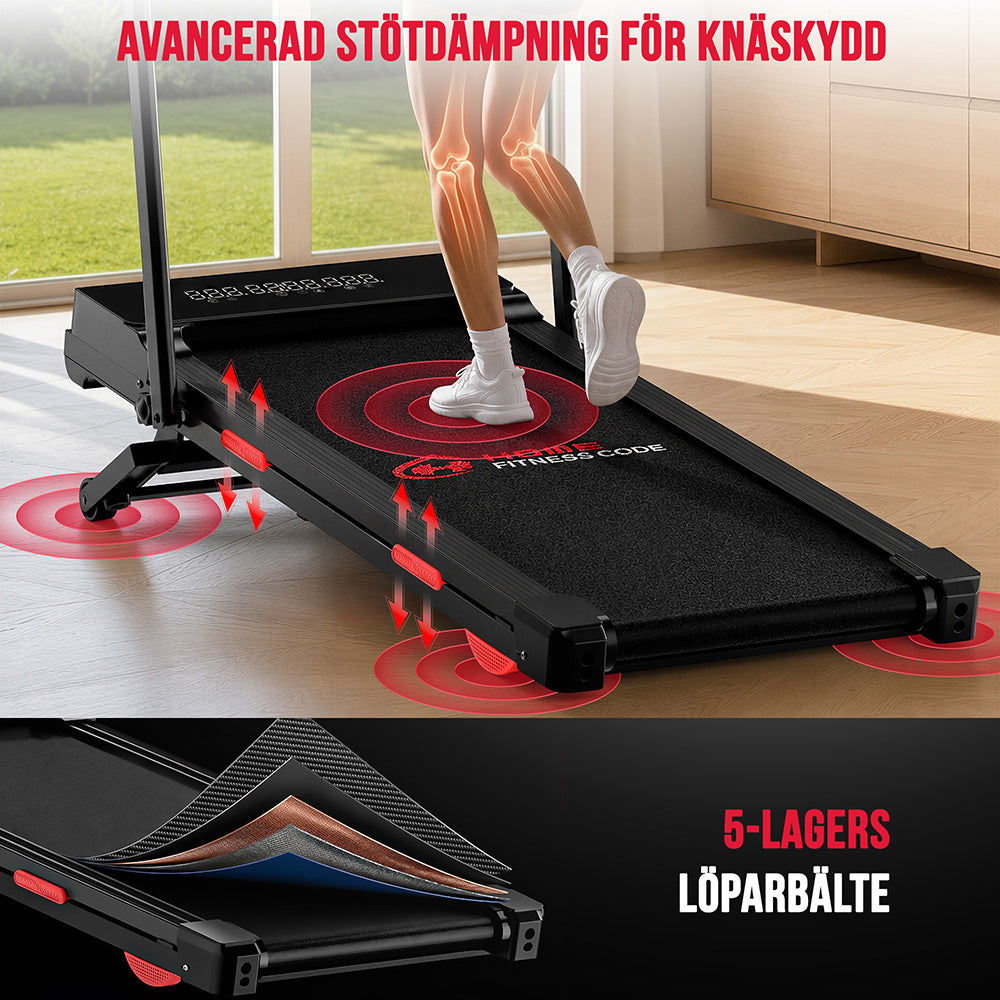 Löpband Y5 med Borstlös Motor, Hastighet 1-10KM/H, 0%-15% Automatisk Lutning
