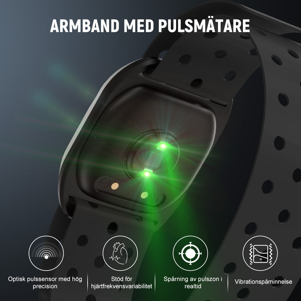 Armband med Pulsmätare, Bluetooth 5.0/ANT+, IP67 Vattentät