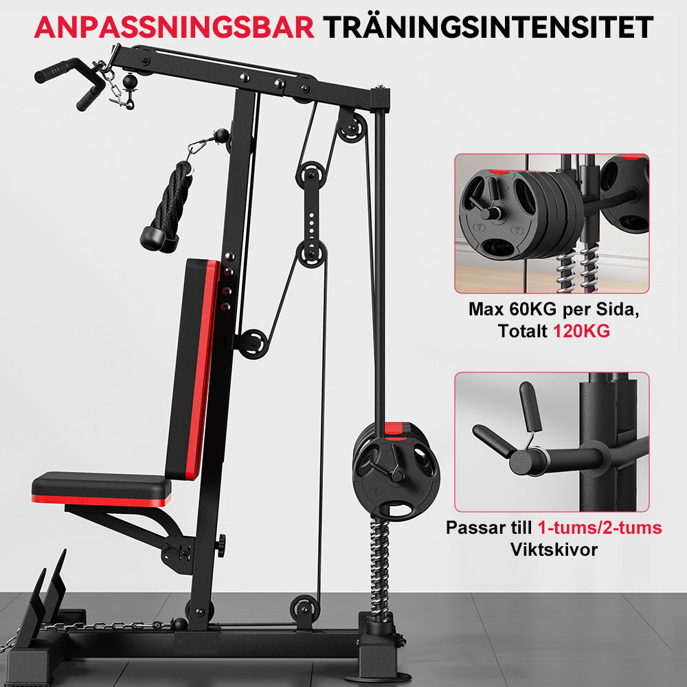 Lat Pulldown-Maskin med Hög och Låg Remskiva