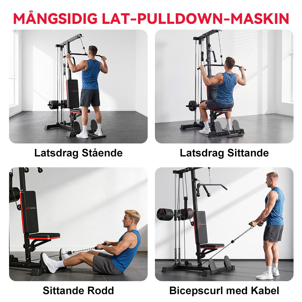 Lat Pulldown-Maskin med Hög och Låg Remskiva