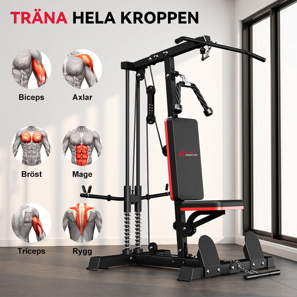Lat Pulldown-Maskin med Hög och Låg Remskiva