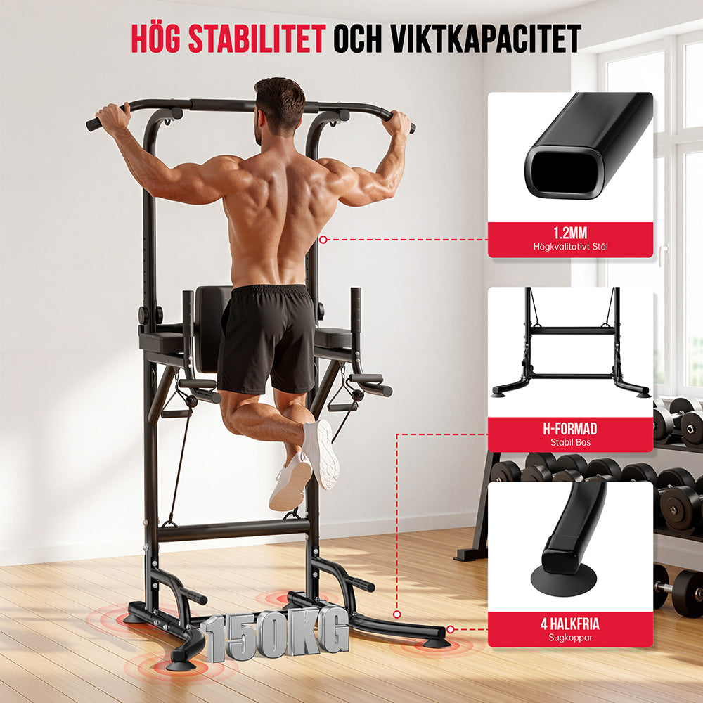 Power Tower Pull Up Bar A1, med Motståndsband