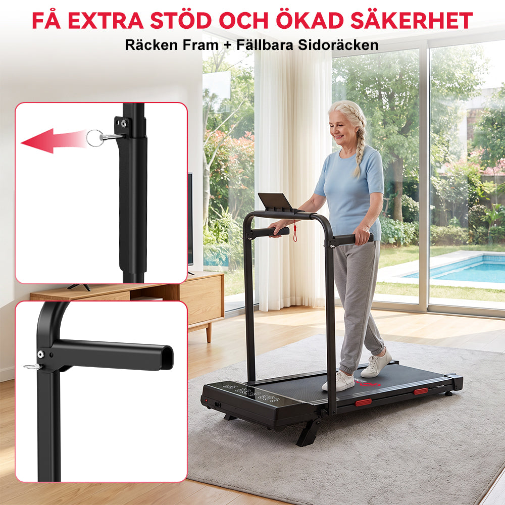 Fällbart Löpband Q2 Pro med Borstlös Motor, Hastighet 1–10 km/h, 5 % Manuell Lutning (Ny Version)