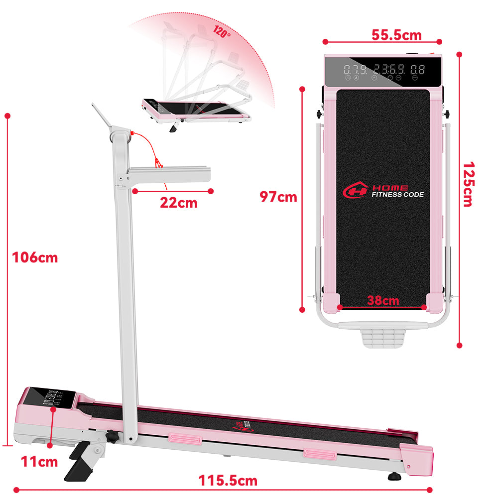 Fällbart Löpband Q2 Pro med Borstlös Motor, Hastighet 1–10 km/h, 5 % Manuell Lutning (Ny Version)