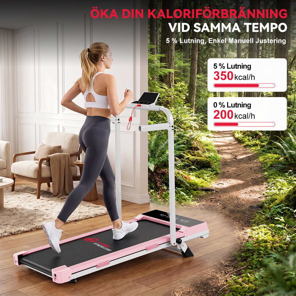 Fällbart Löpband Q2 Pro med Borstlös Motor, Hastighet 1–10 km/h, 5 % Manuell Lutning (Ny Version)