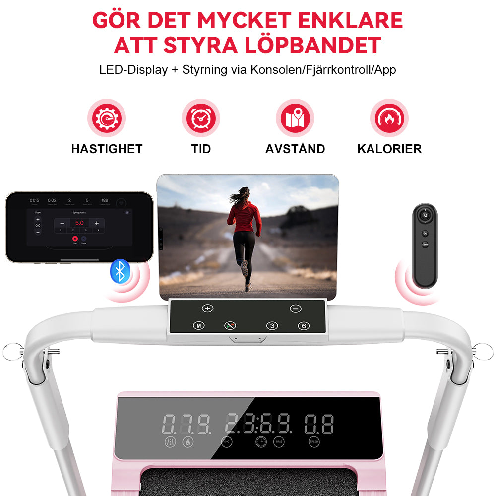 Fällbart Löpband Q2 Pro med Borstlös Motor, Hastighet 1–10 km/h, 5 % Manuell Lutning (Ny Version)