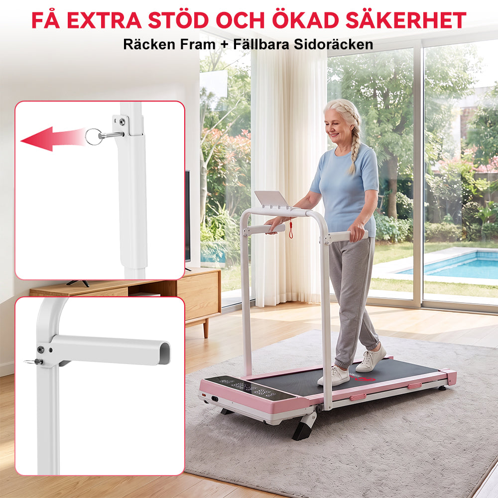 Fällbart Löpband Q2 Pro med Borstlös Motor, Hastighet 1–10 km/h, 5 % Manuell Lutning (Ny Version)