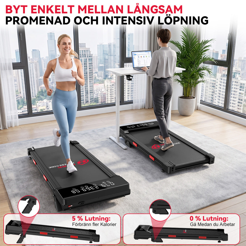 Löpband Q2 Pro med Borstlös Motor, Hastighet 1–10 km/h, 5 % Manuell Lutning (Ny Version)