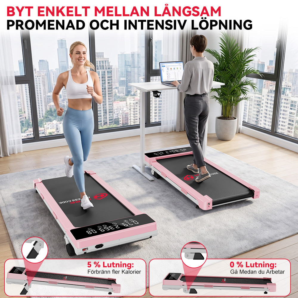 Löpband Q2 Pro med Borstlös Motor, Hastighet 1–10 km/h, 5 % Manuell Lutning (Ny Version)