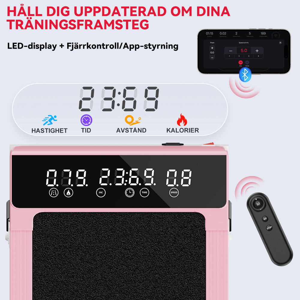 Löpband Q2 Pro med Borstlös Motor, Hastighet 1–10 km/h, 5 % Manuell Lutning (Ny Version)