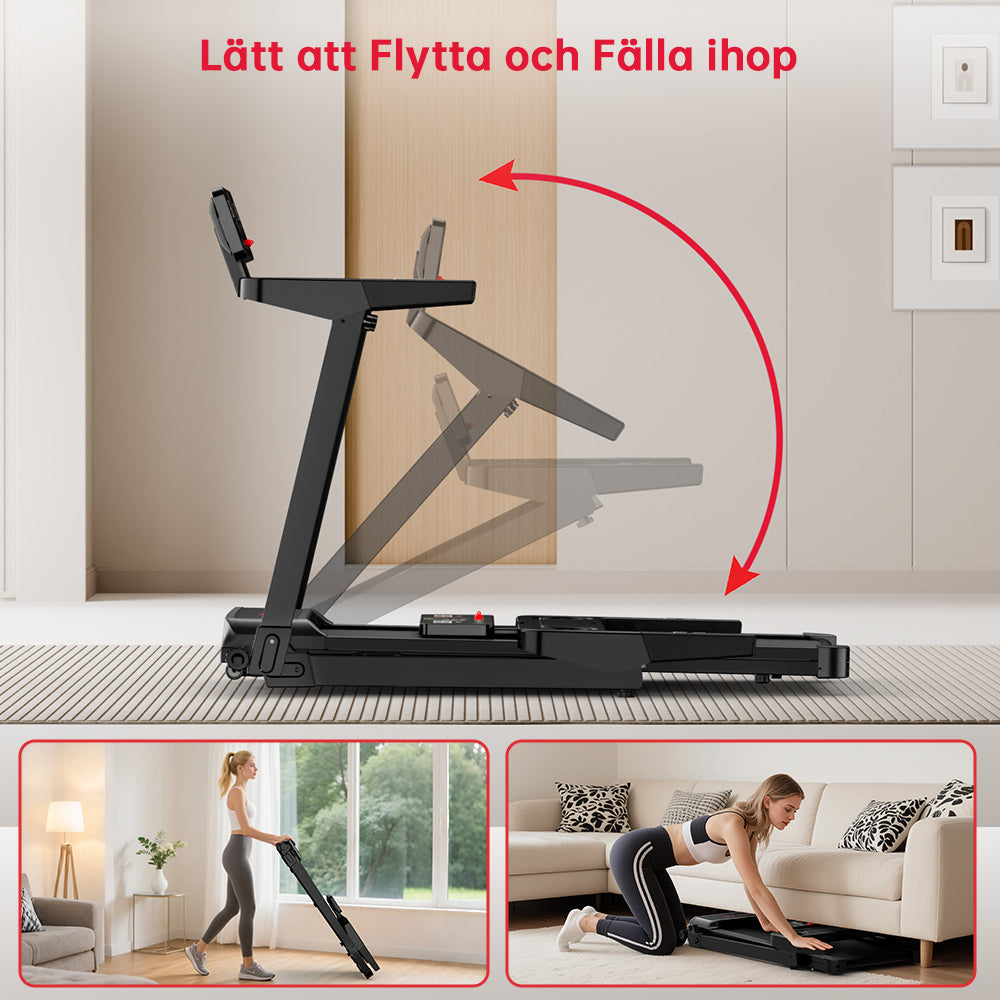 Fällbart Löpband Q8, Hastighet 1-12 KM/H, 5% Manuell Lutning