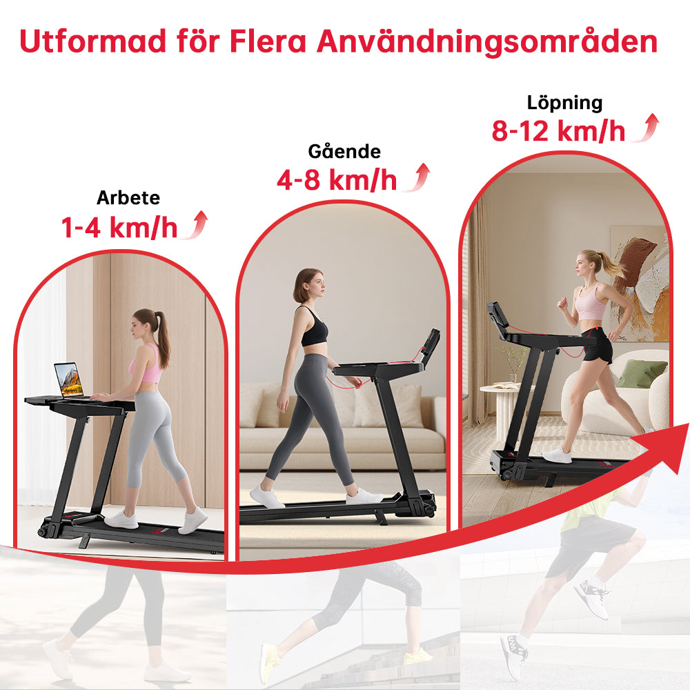 Fällbart Löpband Q8, Hastighet 1-12 KM/H, 5% Manuell Lutning