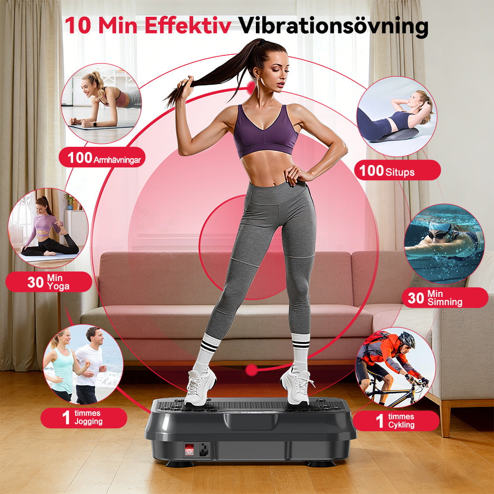 Fitness Vibrationsplatta F1, 250 Intensitetsnivåer